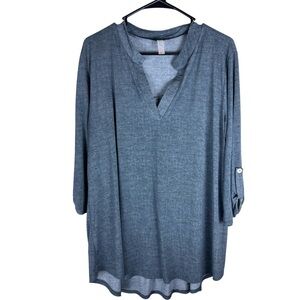 Mermaid Cove 2XL Tunic Gray Blue With Buttoned Slouchy Sleeves EUC